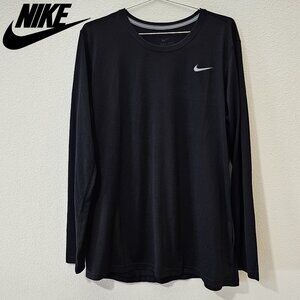 NIKE Black Reflective Dri-Fit Long Sleeve Sport Running Legend Shirt Layer XXL